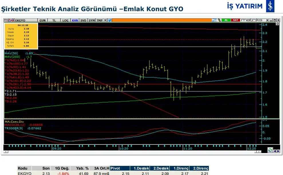 8 hissenin teknik analiz görünümü