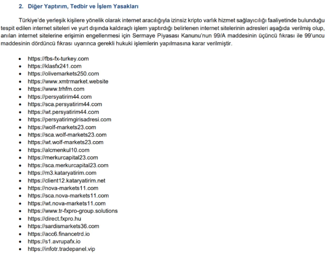 SPK’dan 26 internet sitesine erişim engeli kararı - Resim : 1